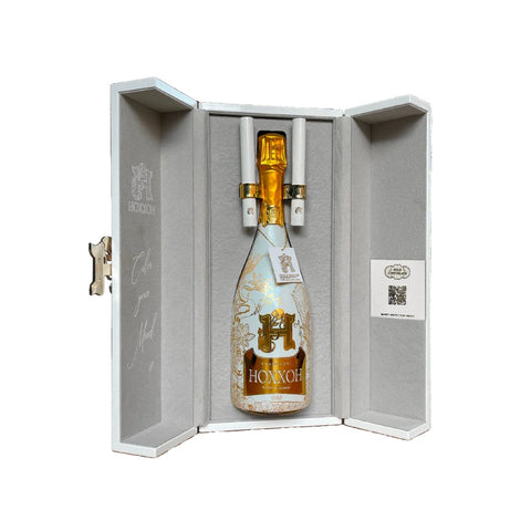 HOXXOH Prestige Box Gold - 75CL - Luminous Champagne Bottle - Pink Dot