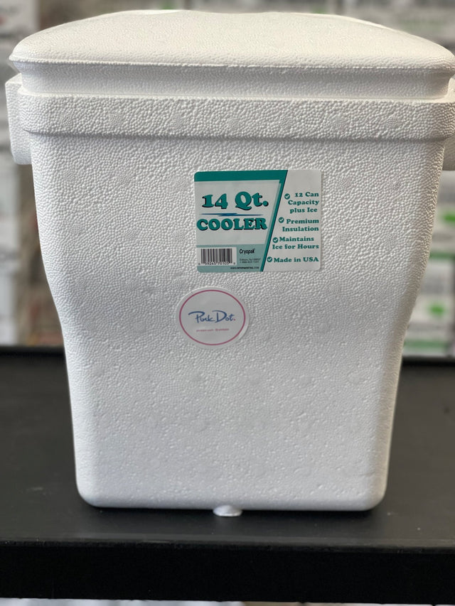 Ice Chest / Styrofoam Cooler - 14 qt. - Pink Dot