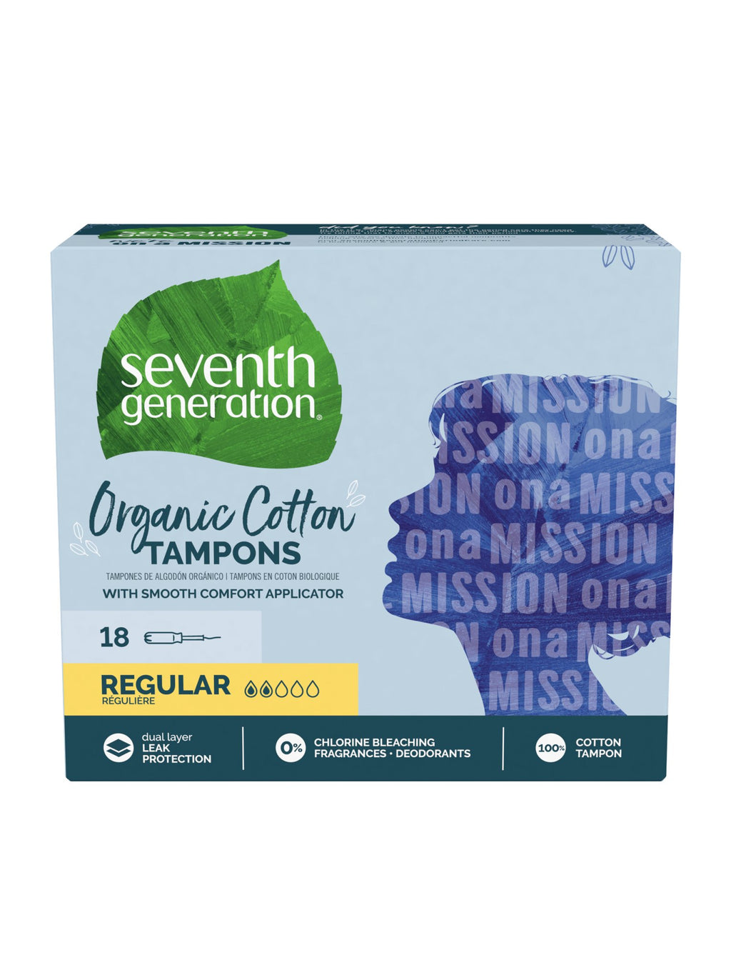 Seventh Generation Organic Tampons Regular 18pk Pink Dot