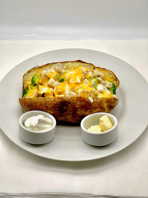 Baked Potato with Chicken, Broccoli, and Cheddar - Pink Dot