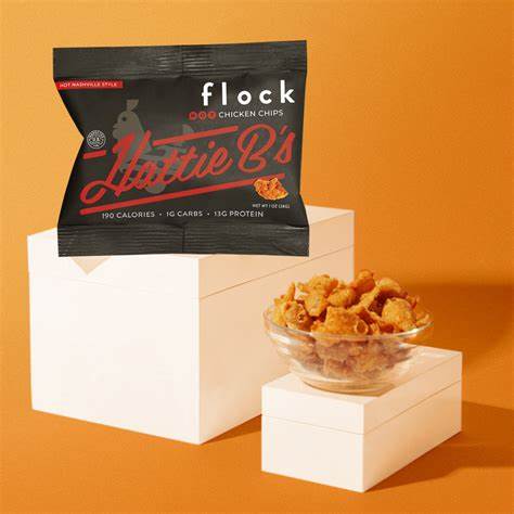 Flock Chicken Skins Hot Nashville Style 2.5oz. bag - Pink Dot